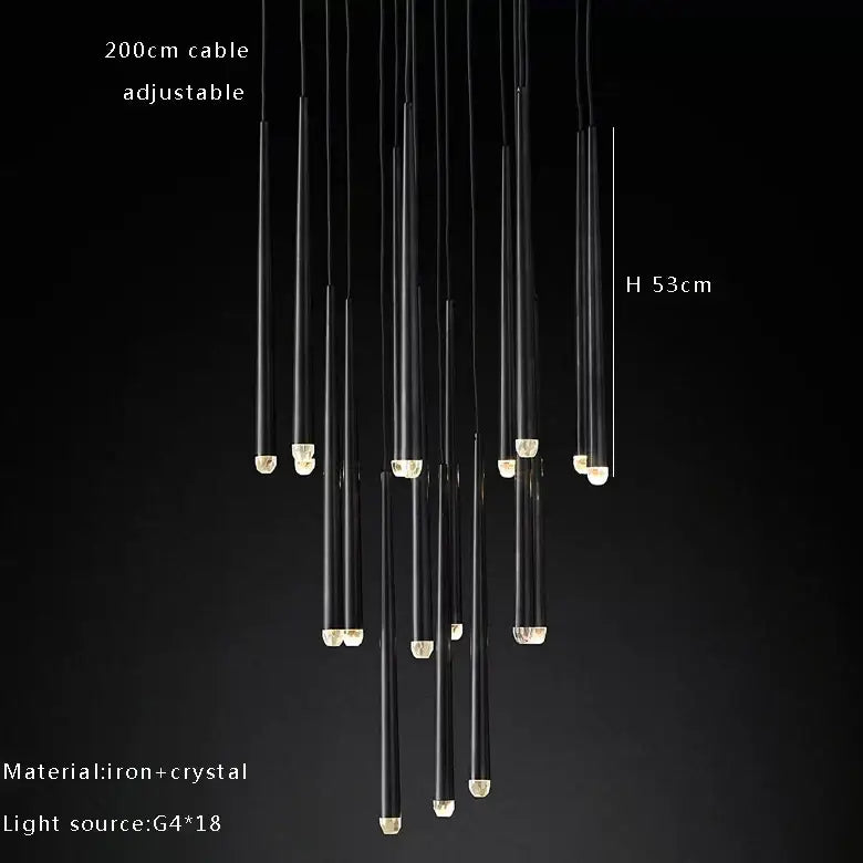 Black iron cylindrical pendant lights with crystal accents for decorbites crystal water drop ceiling chandelier living room