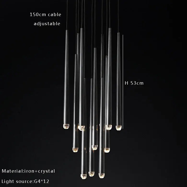 Modern black iron and crystal water drop ceiling chandelier with adjustable 150cm cable for living room decorbites crystal water drop