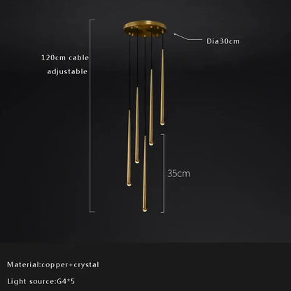 Gold-toned copper and crystal pendant chandelier with five tapered arms for living room decorbites crystal water drop ceiling