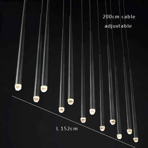 Black cylindrical pendant lights with frosted glass and warm led bulbs on adjustable cables for decorbites crystal water drop ceiling