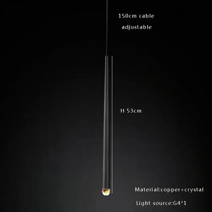 Black cylindrical pendant light with gold-toned crystal water drop base and copper construction for water drop ceiling decorbites crystal water