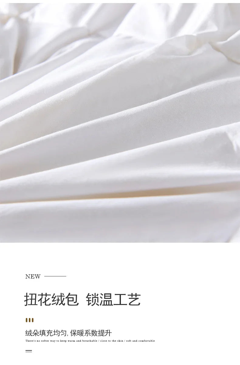 White satin-like fabric with smooth glossy texture and soft folds in a goose down soft duvet luxury blanket