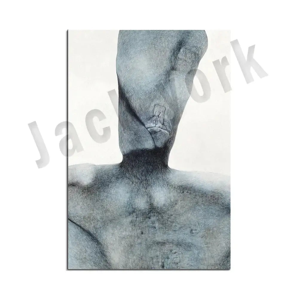 Gray-toned abstract human figure surreal art canvas print by decorbites beksinski surreal for living room wall decor