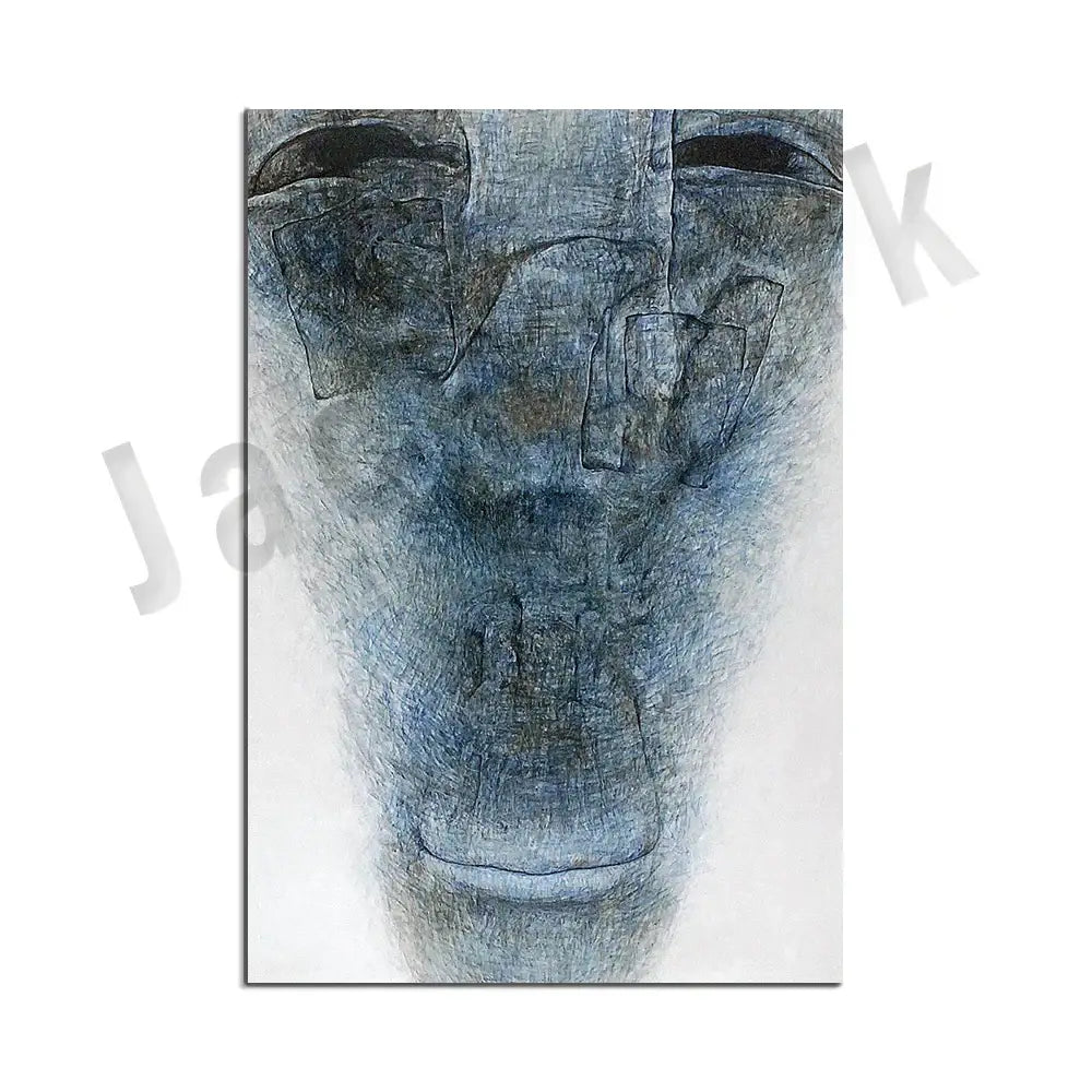 Abstract blue and gray textured surreal art canvas print from decorbites beksinski surreal set for gothic living room decor