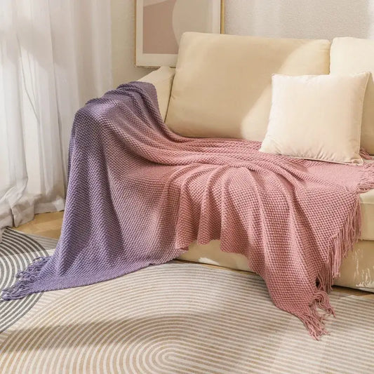 A soft decorbites gradient pineapple knit blanket with textured weave and tassels perfect for bedroom decor