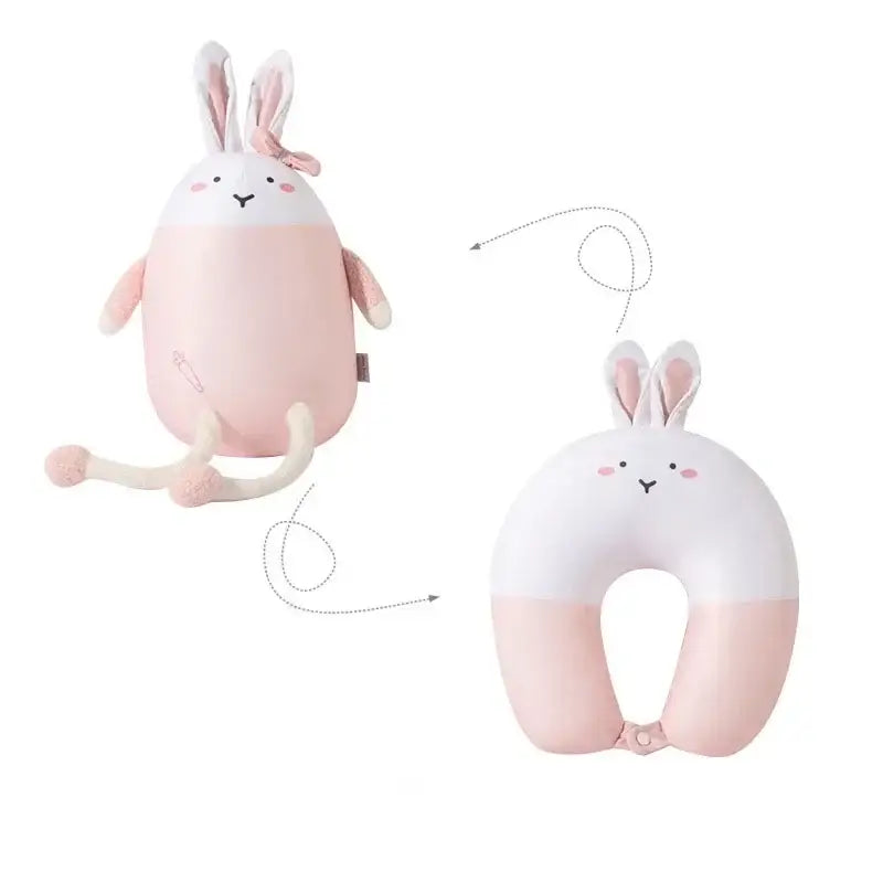 Gray and black penguin neck pillow with decorbites cute plush design featuring soft ears and embroidered facial details for travel