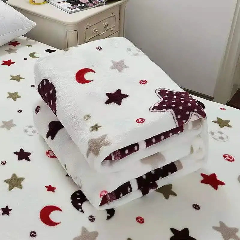 White plush throw blanket with embroidered stars and moons in maroon and gold for decorbites fruit love heart sofa decorbites