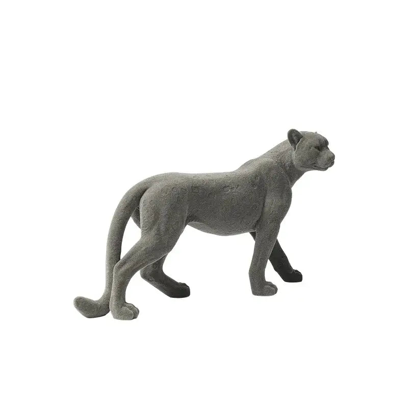 Gray concrete cheetah pendant with subtle textured markings decorbites leopard flocking sculpture for living room decor