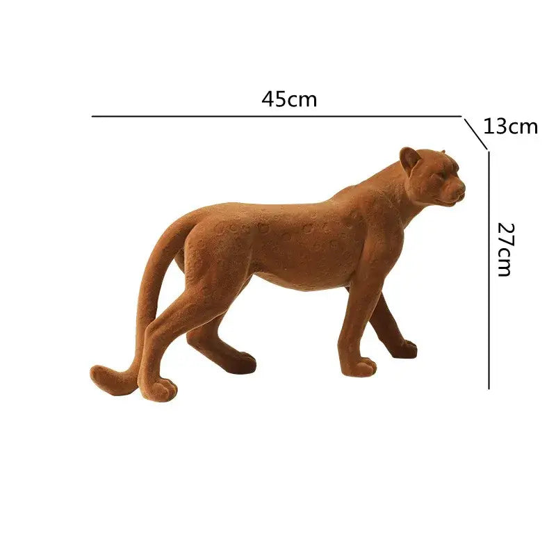 Brown ceramic cheetah pendant with subtle spots in poised walking pose for decorbites leopard flocking sculpture decor
