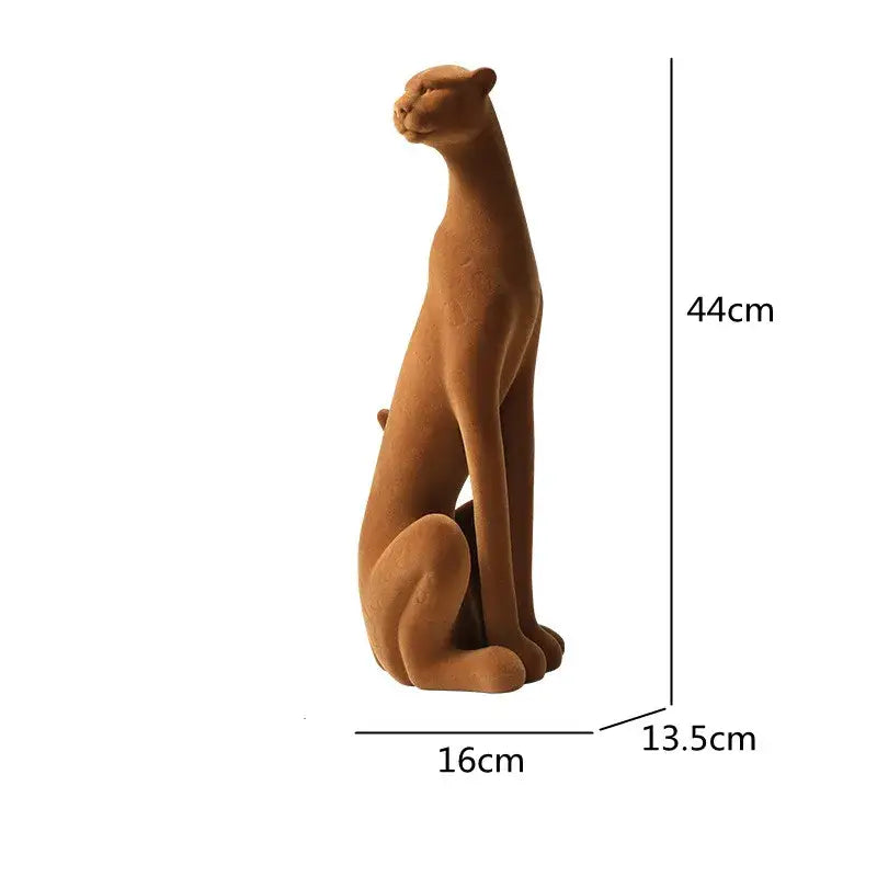 A sleek matte terracotta ceramic cheetah figurine with minimalist design for decorbites leopard flocking sculpture decor
