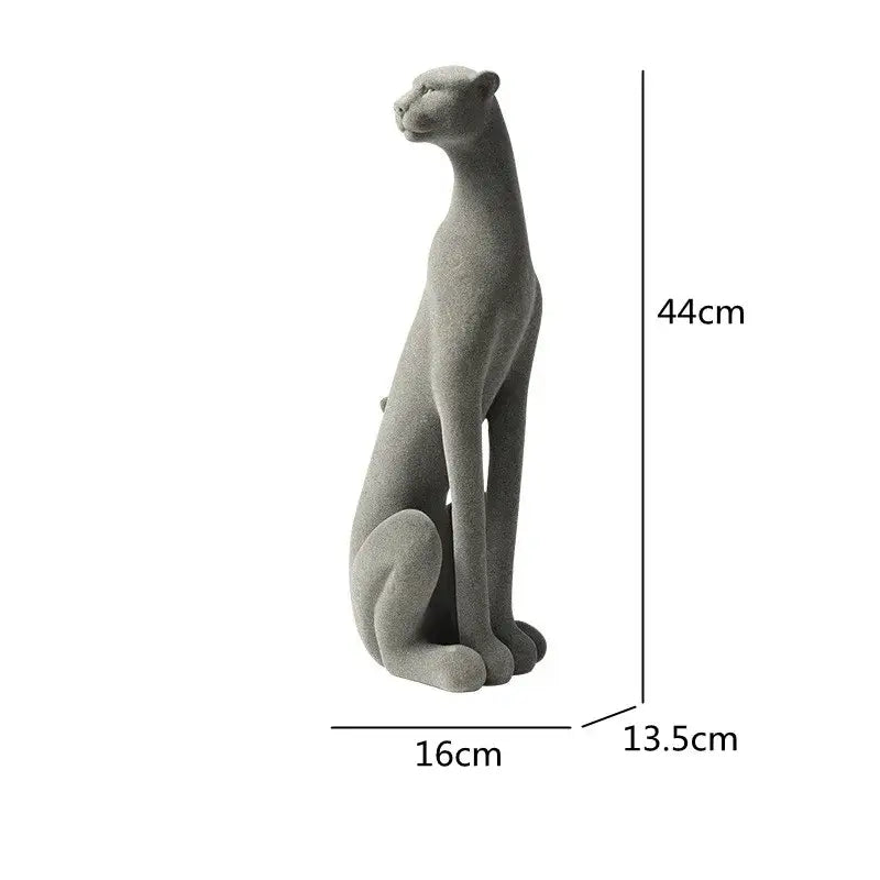 Gray concrete cheetah pendant sculpture 44cm tall decorbites leopard flocking living room decor figurine