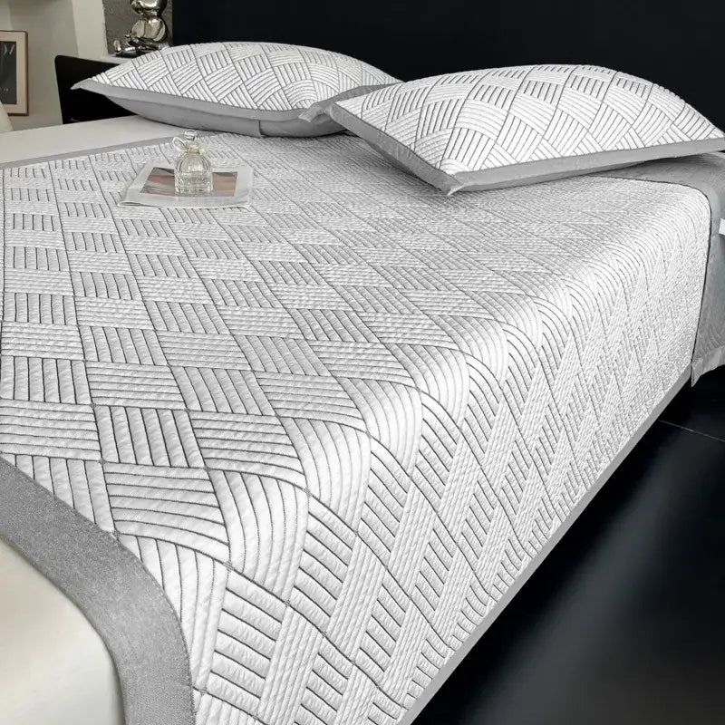 Gray cooling ice bean mesh quilted mattress pad with geometric pattern and subtle sheen for decorbites cooling ice use