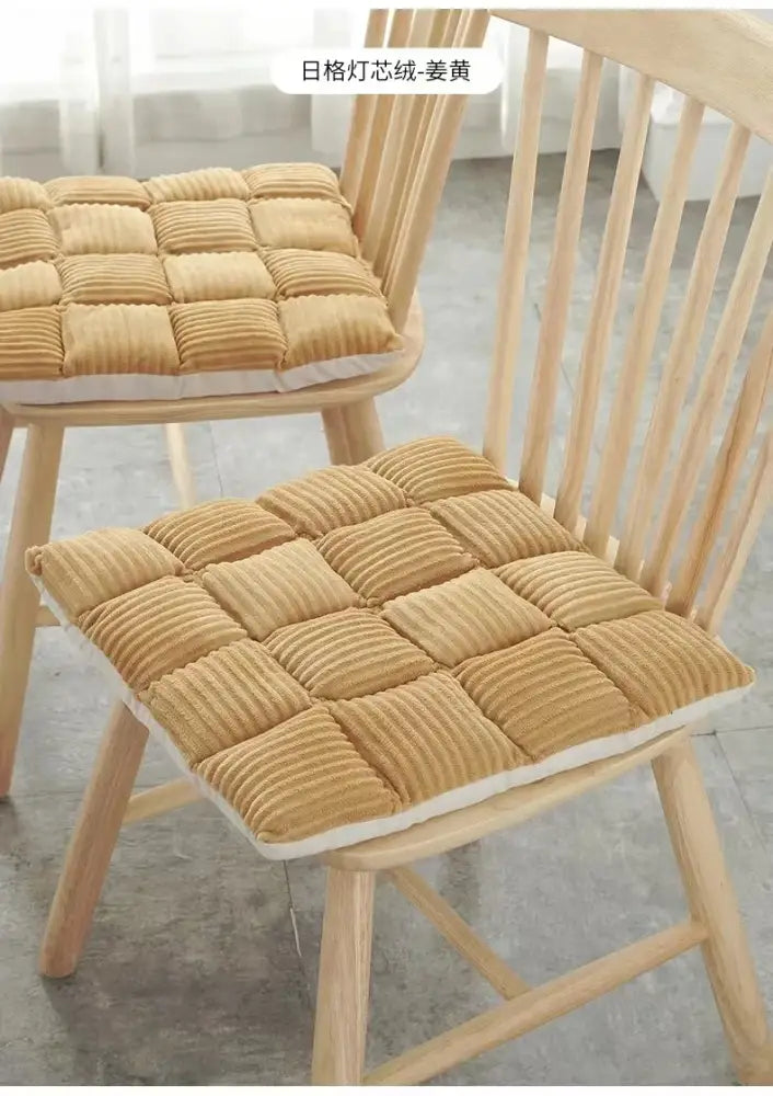 Beige corduroy quilted chair cushion with white trim for dining room chair pads by decorbites corduroy cushion