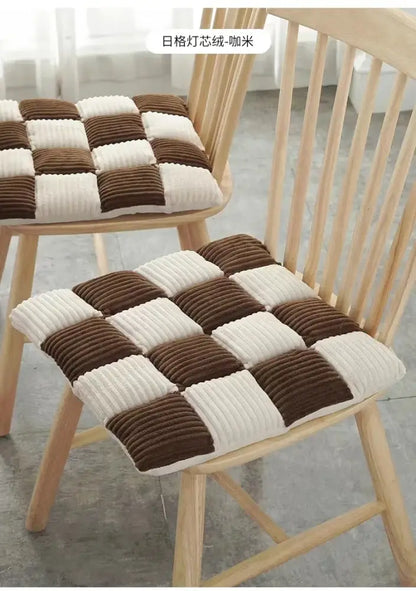 Brown and cream checkered corduroy cushion for dining room chair by decorbites corduroy cushion collection