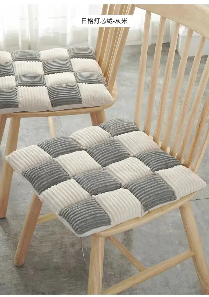 Gray and cream plaid corduroy cushion floor cushion by decorbites for dining room chair decor and comfort