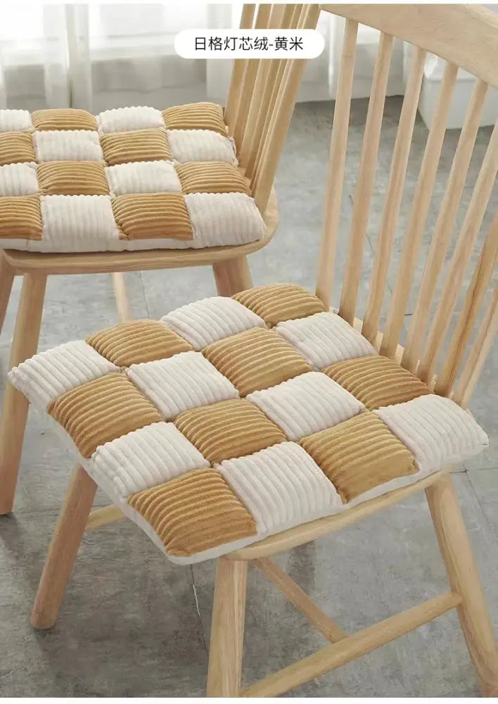Tan and cream corduroy checkered chair cushion by decorbites decorbites corduroy for dining room or floor cushion use