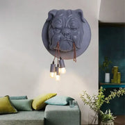 Gray decorbites bulldog led wall lamp featuring a gray bulldog head wall sconce with three hanging bulbs for living room use