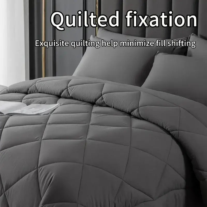 Gray diamond quilted king size quilt set featuring a soft quilted comforter with a diamond-stitched pattern for decorbites king size bedding