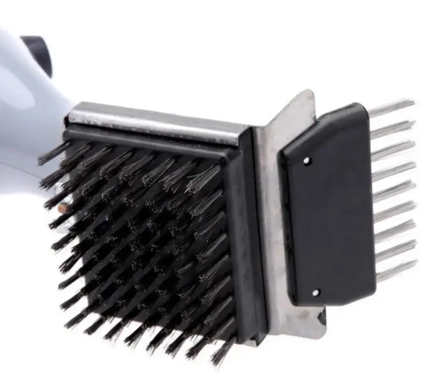 Black bristle brush with stainless steel scraper attachment for grill steam cleaner brush designed for bbq grill steam cleaning
