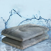 Gray textured memory foam cooling pillow with central neck support cutout by decorbites ice rayon cooling pillow