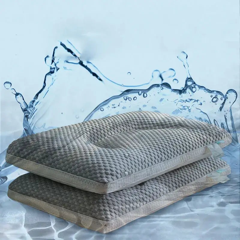 Gray textured memory foam cooling pillow with central neck support cutout by decorbites ice rayon cooling pillow