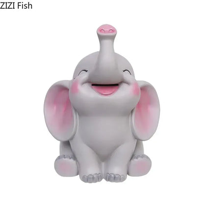 Cute gray and pink elephant ceramic savings jar piggy bank ideal for nursery bedroom decor and saving coins