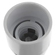 Gray plastic e14 to g9 adapter converter led bulb holder with threaded interior and black rubber gasket for kitchen use