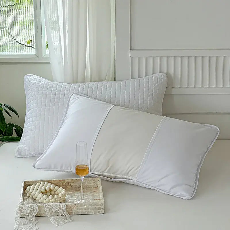 White quilted cotton pillowcase shield with diamond-stitched pattern and crisp edges for decorbites cotton pillowcase protection