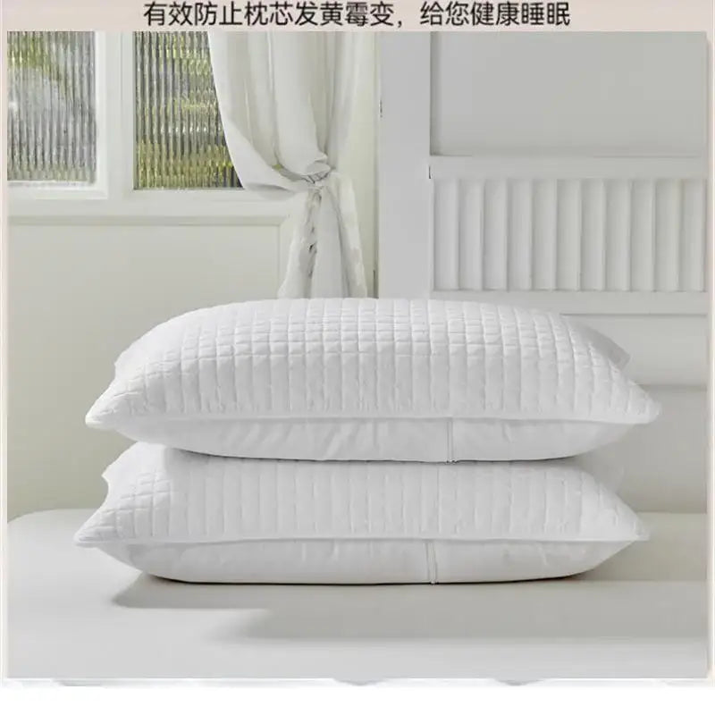 White quilted cotton pillowcase shield with subtle grid pattern for bedroom sweat protection by decorbites cotton pillowcase