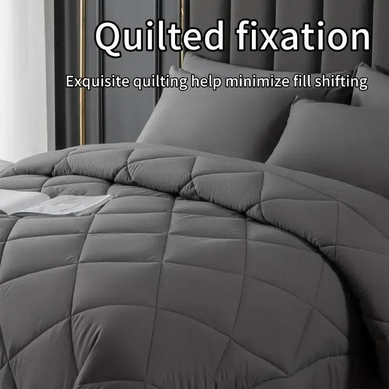 Gray quilted cozy quilt set with diamond-stitched pattern for bedroom decorbites cozy quilt comforter