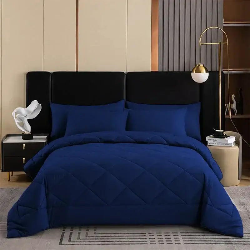 Royal blue quilted comforter with diamond-stitched pattern from gray quilted cozy quilt set by decorbites