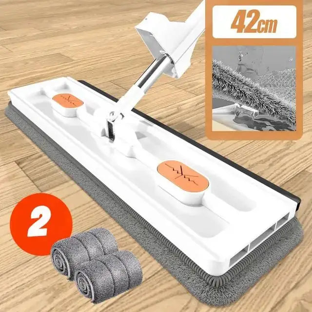Gray silver easy spin mop with white plastic and gray microfiber head with orange buttons for kitchen floors spin mop