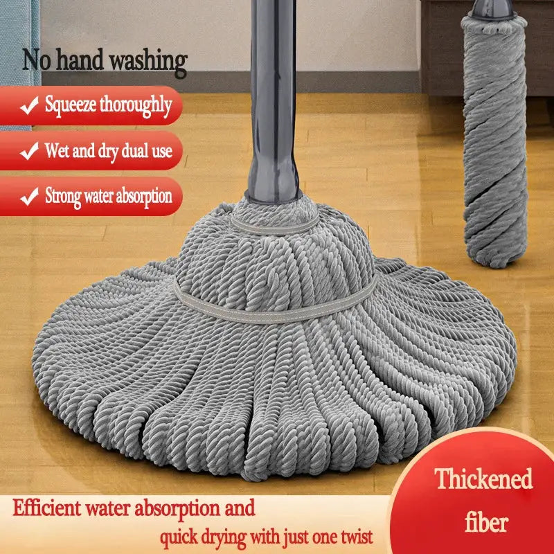 Gray silver easy spin mop with gray twisted microfiber head designed for efficient water absorption and quick drying
