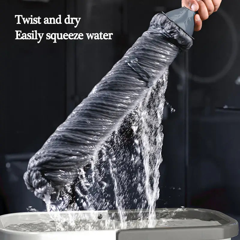Gray silver easy spin mop with textured microfiber head and sleek plastic handle for kitchen floors cleaning