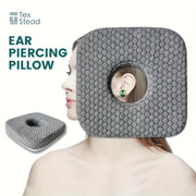 Gray hexagonal-textured comfort ear guard pillow by tex stead designed for cnh relief and decorbites comfort ear support