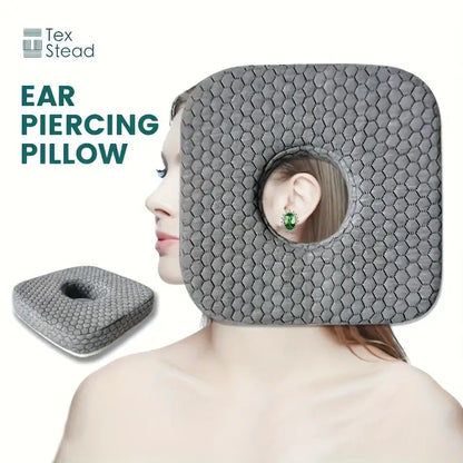 Gray hexagonal-textured comfort ear guard pillow by tex stead designed for cnh relief and decorbites comfort ear support