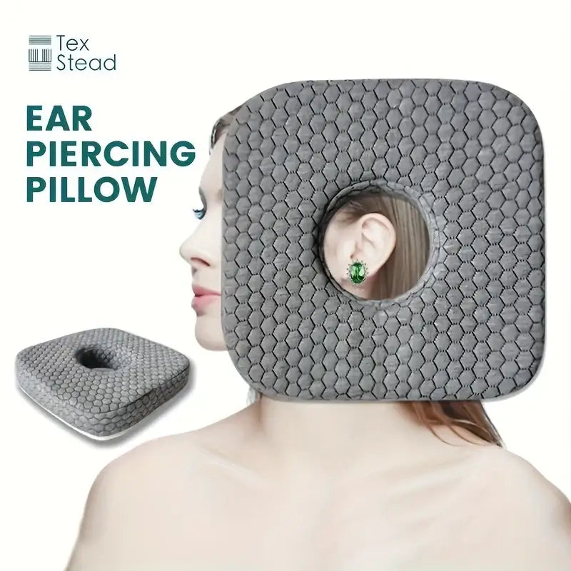 Gray textured comfort ear guard pillow by tex stead with hexagonal pattern for decorbites comfort ear relief
