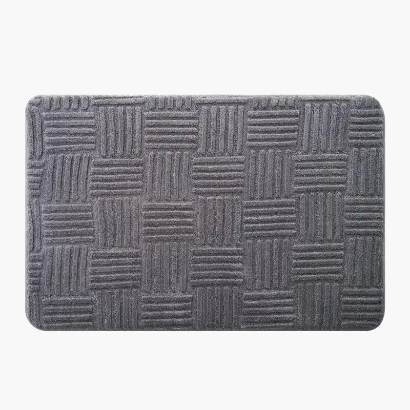 Gray textured striped floor mat with woven pattern non slip carpet for bathroom use