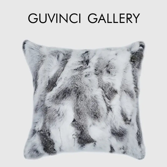 A plush gray faux rex faux rex rabbit fur cushion cover in gray and white for living room decorbites gray faux throw pillow