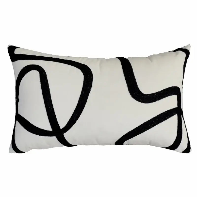 A gray and white faux rex rabbit fur cushion cover with bold black embroidered lines for living room decorbites gray faux