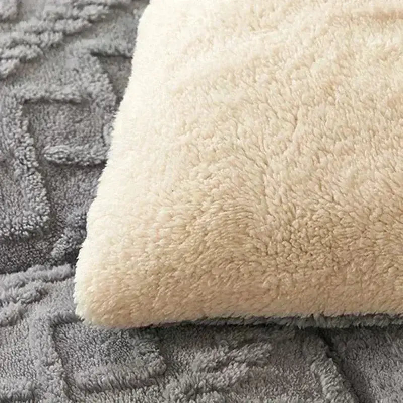 Cream-colored plush pillow with soft textured fleece surface complementing decorbites cozy winter bed blanket