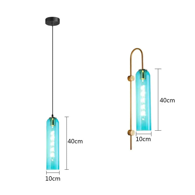 Modern green glass nordic pendant light with turquoise glass and brass accents for living room lighting fixtures