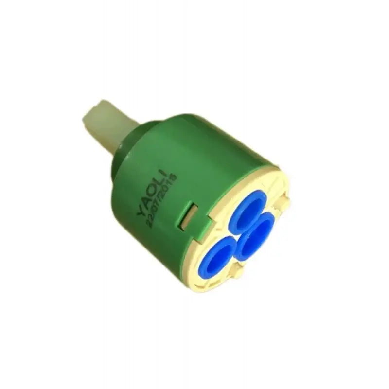 Green and beige 40mm ceramic faucet cartridge with three blue ceramic seats for kitchen valve replacement