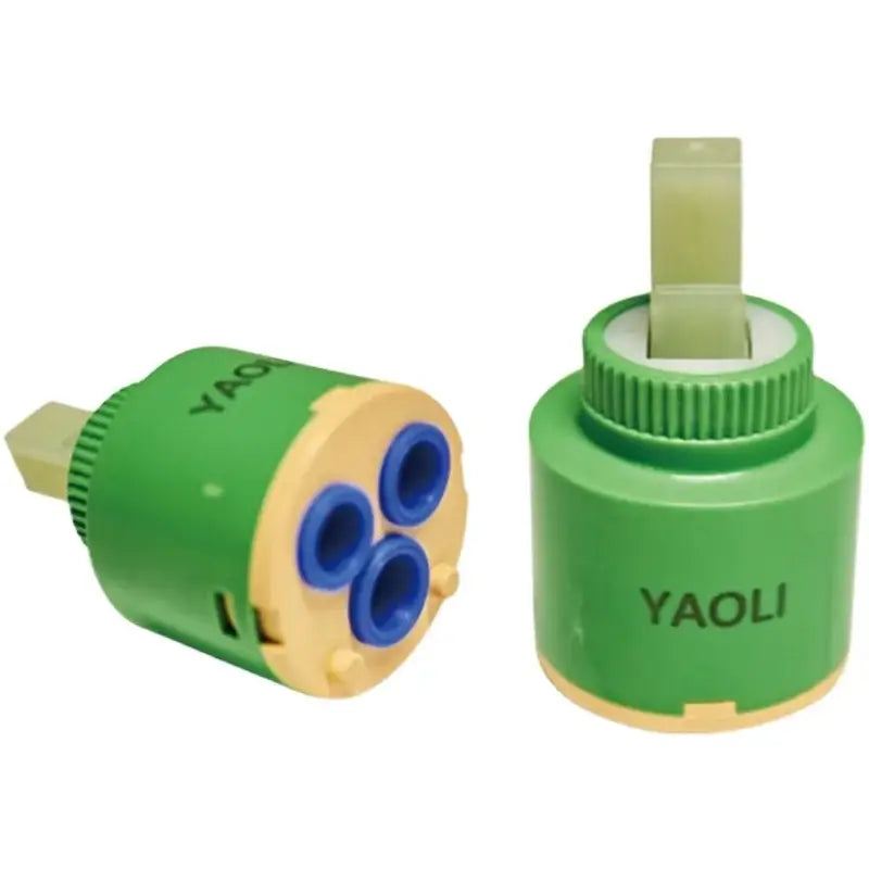 Green and beige 40mm ceramic faucet cartridge by yao li with blue internal ports for kitchen valve replacement