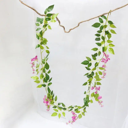 Green and white decorbites artificial flowers garden wedding arch decor featuring delicate pink bougainvillea vine for hanging