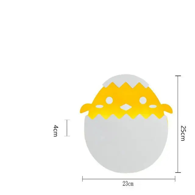 A charming white and yellow chick-shaped egg hatcher with a glossy finish for decorbites dino egg led wall lamp use