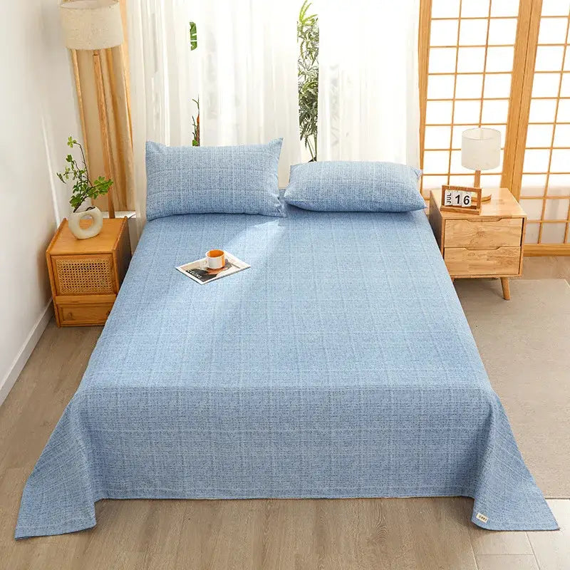 Light blue textured cotton bedspread with subtle grid pattern for decorbites cartoon printed bedroom decor