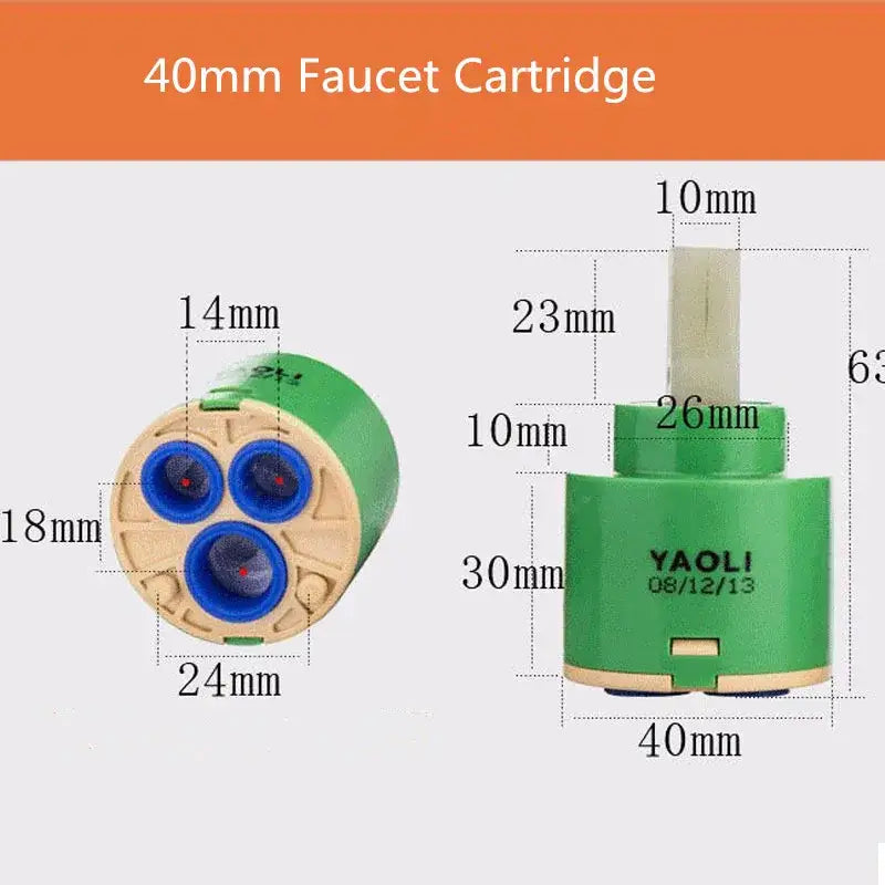 Green yao li 40mm kitchen faucet ceramic cartridge with blue internal parts and beige housing includes 3-year warranty ceramic cartridge