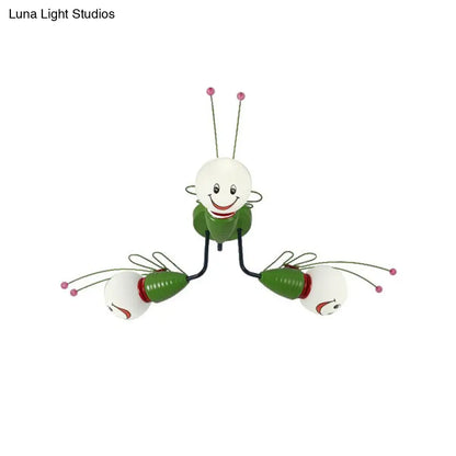DecorBites™ DecorBites™ Green Bee Metal Semi-Flush Ceiling Lamp for Hallway/Bedroom