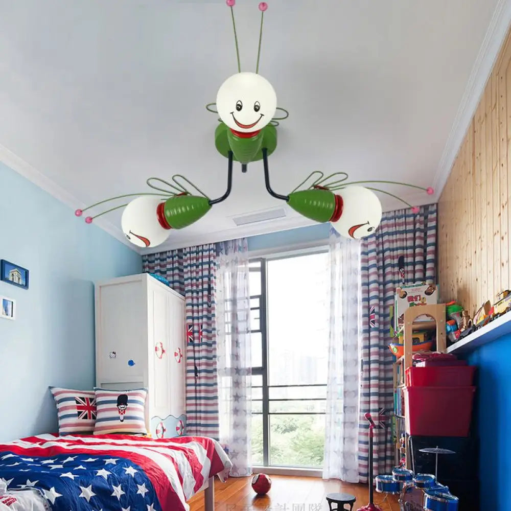 DecorBites™ DecorBites™ Green Bee Metal Semi-Flush Ceiling Lamp for Hallway/Bedroom